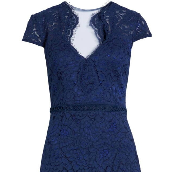 Navy Lace Mermaid Gown - Picture 2 of 5